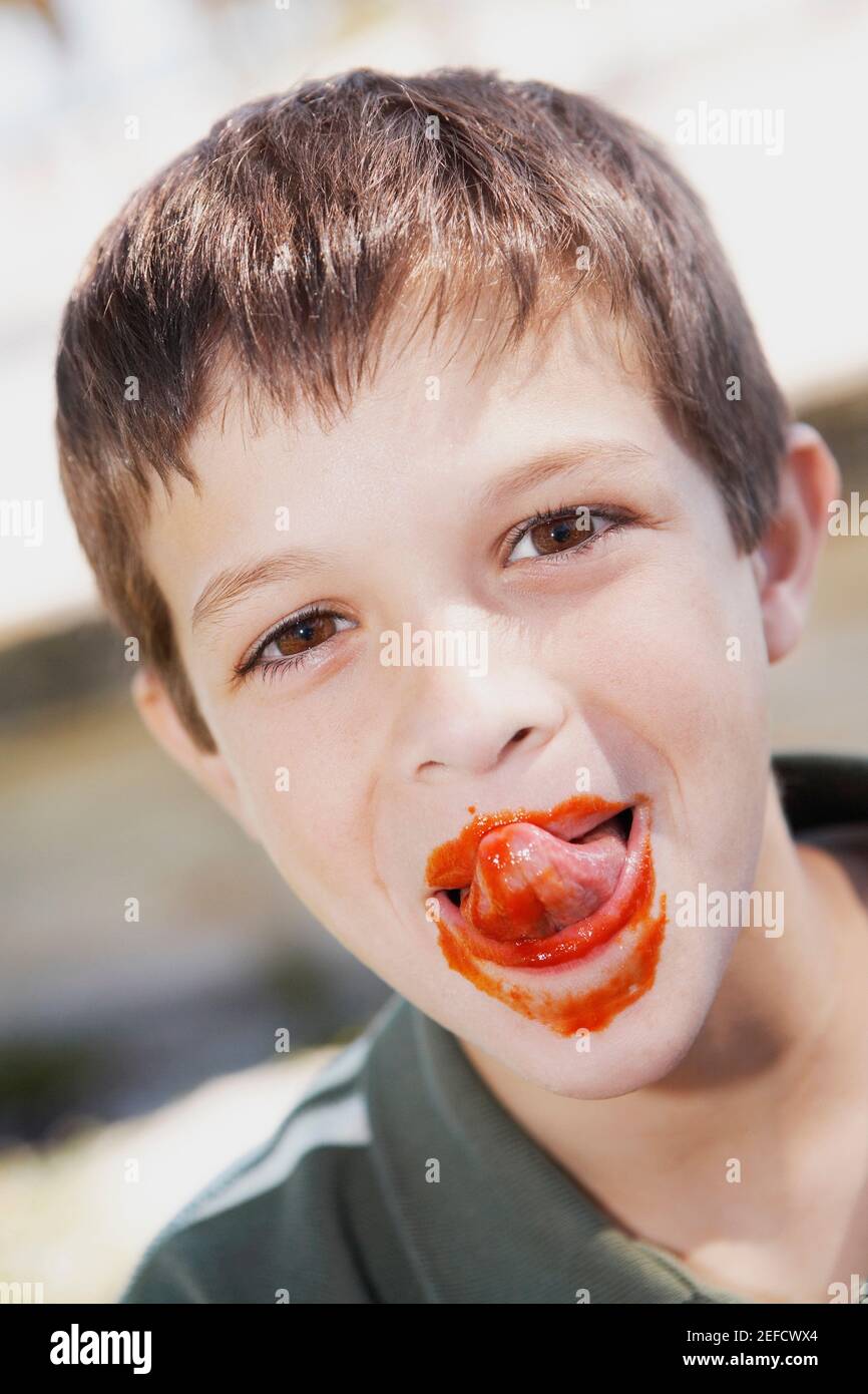 Boy with ketchup hires stock photography and images Alamy