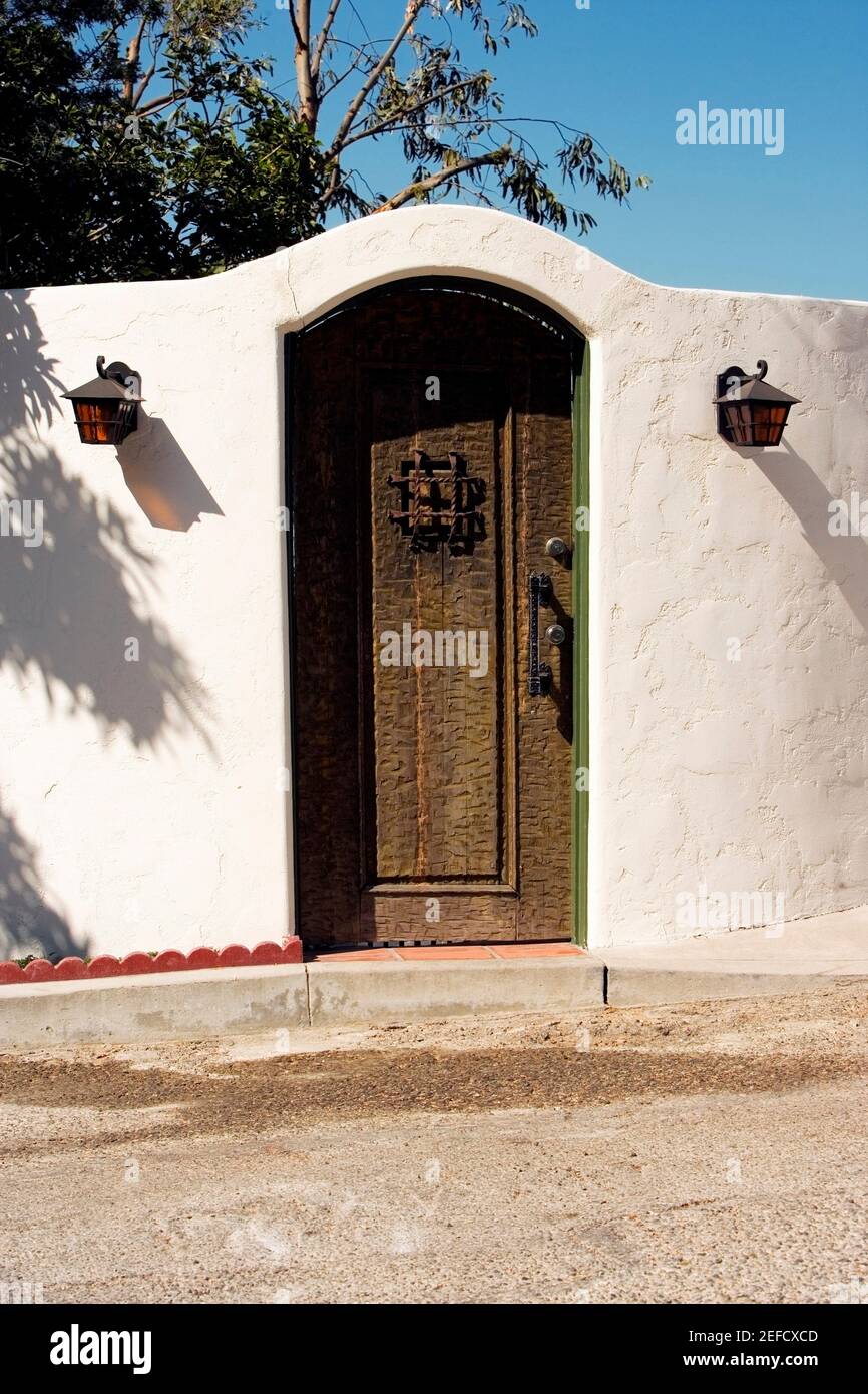 Facade of wooden doors, Los Angeles, California, USA Stock Photo Alamy