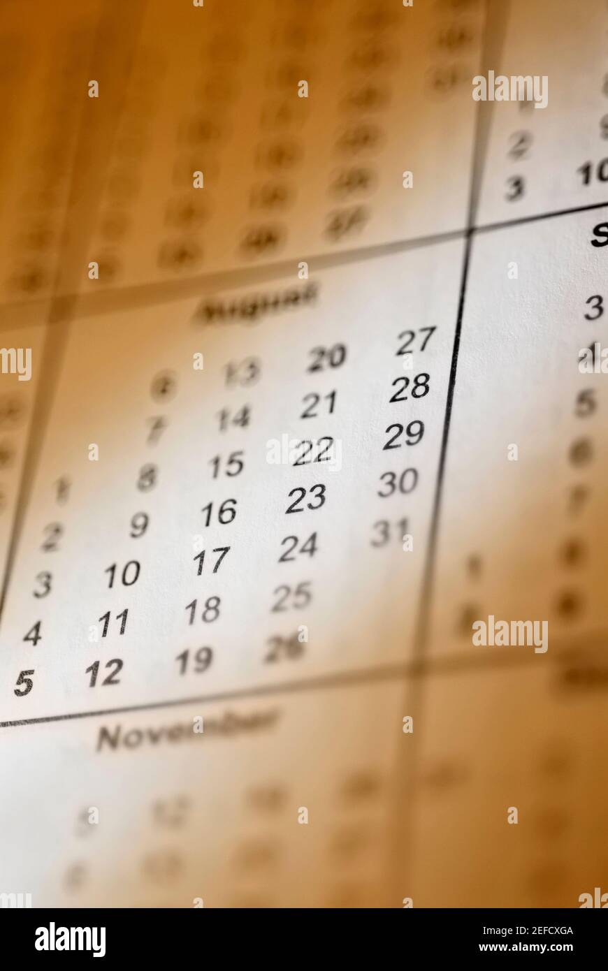 Close up of a calendar Stock Photo Alamy