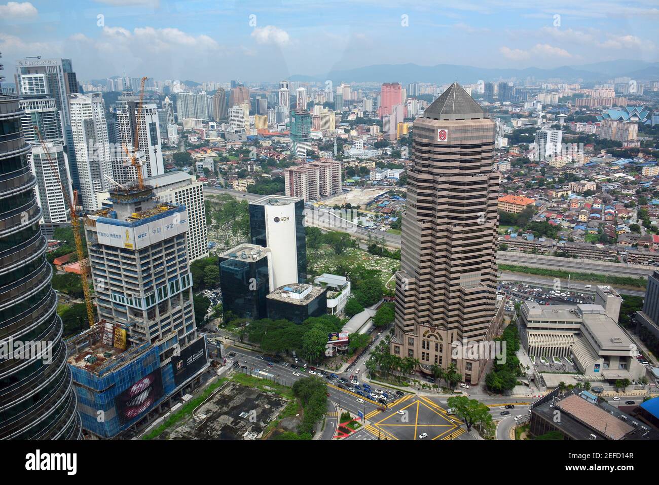 View of the city from the Petronas tower, Kuala Lumpur, Malaysia, Southeast Asia Stock Photo