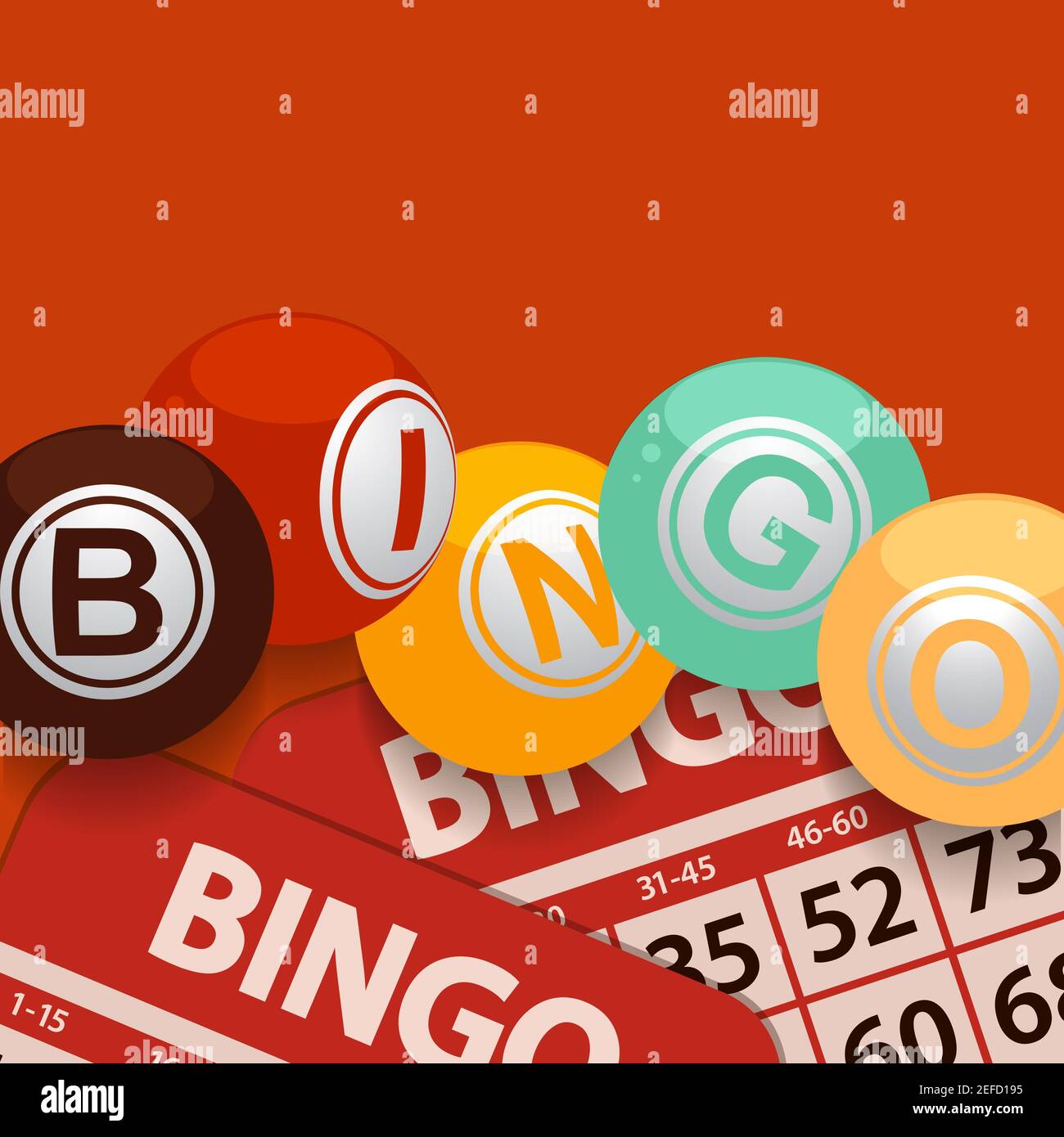 Bingo Balls With Letters Stating The Word BINGO In Vintage 70s Colours
