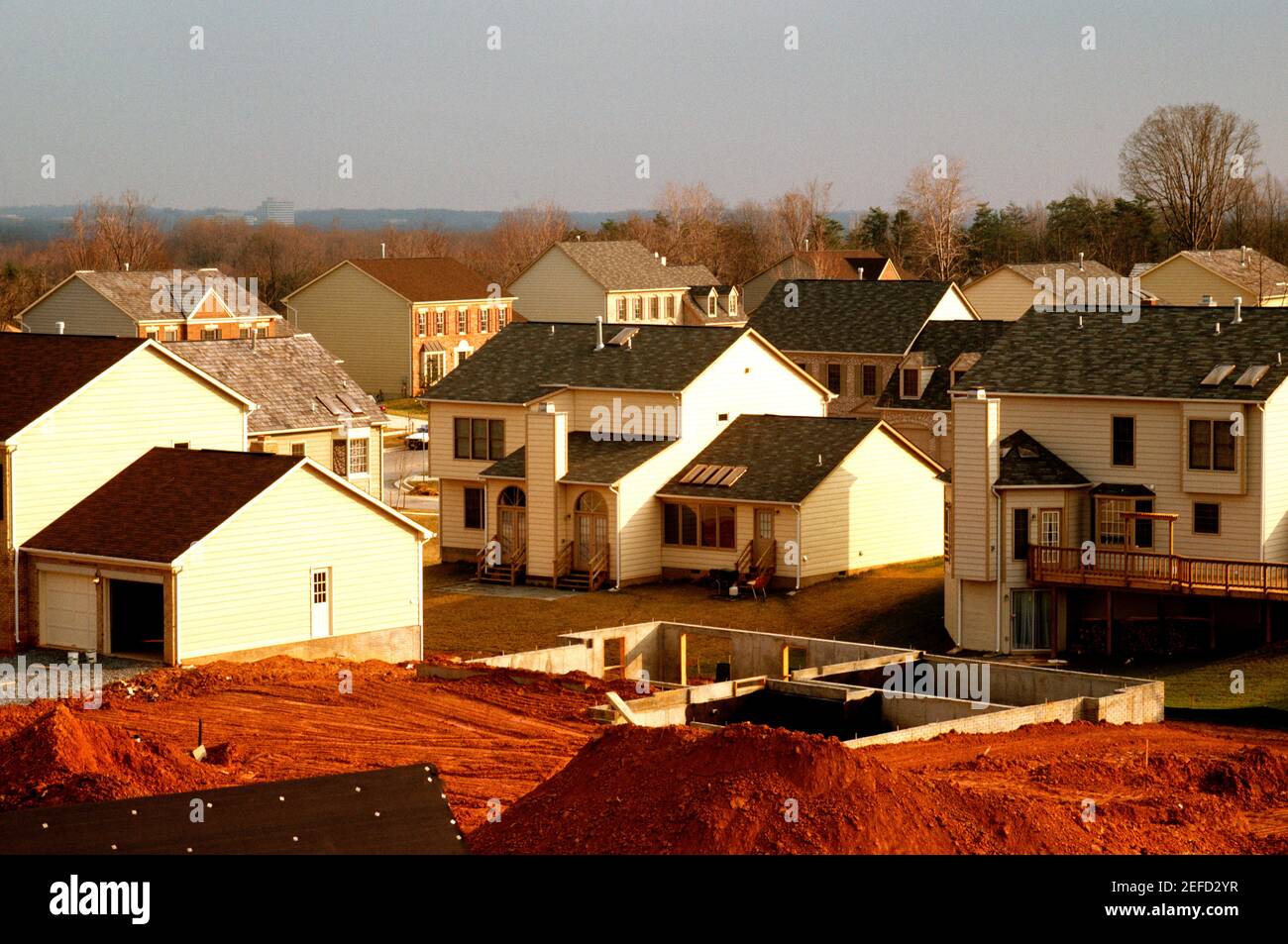 New homes and one under construction in Montgomery County, MD Stock