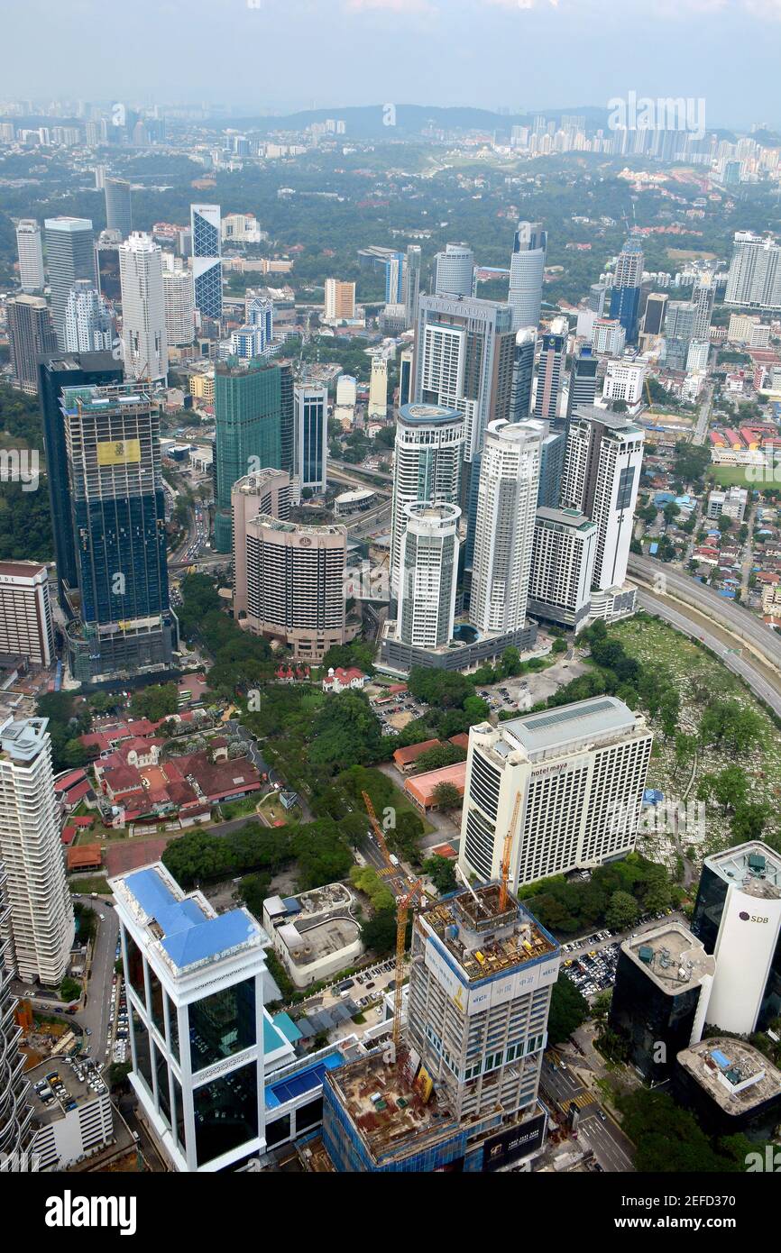 View of the city from the Petronas tower, Kuala Lumpur, Malaysia, Southeast Asia Stock Photo