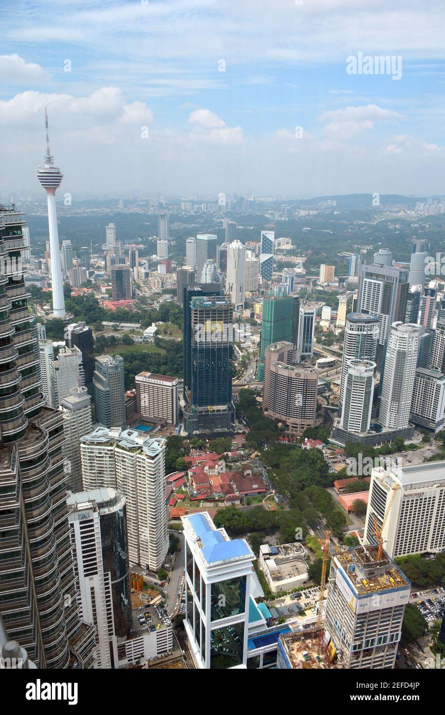 View of the city from the Petronas tower, Kuala Lumpur, Malaysia, Southeast Asia Stock Photo