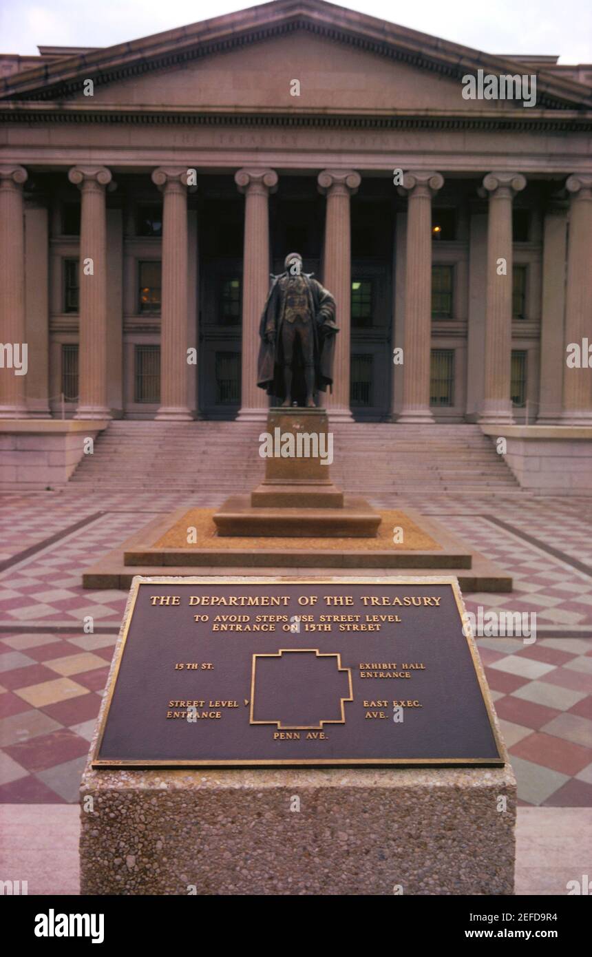 Statue in front of a building, US Treasury Department, Washington DC, USA Stock Photo Alamy