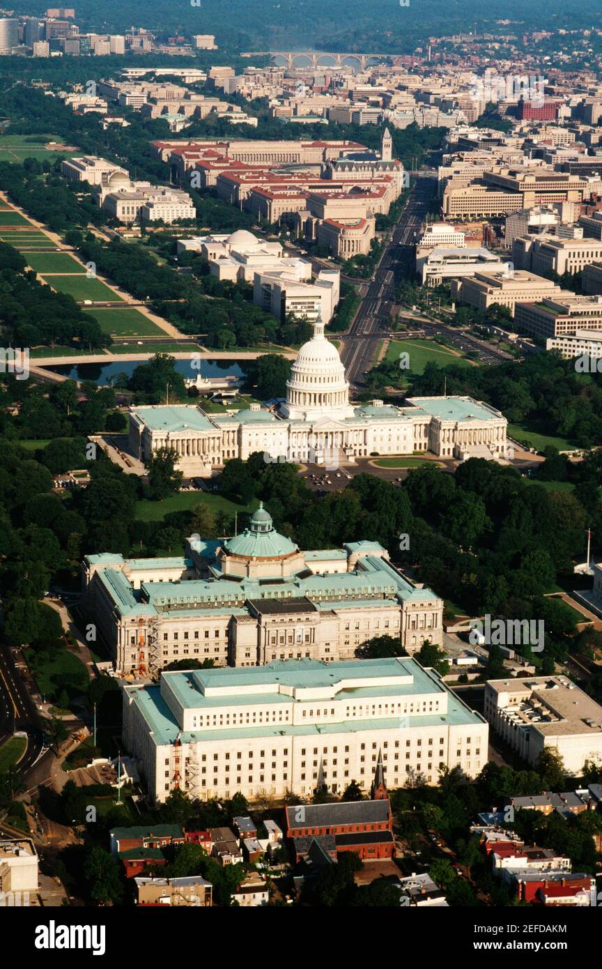 Aerial view of a government building, Capitol Building, Library of Congress, Washington DC, USA Stock Photo