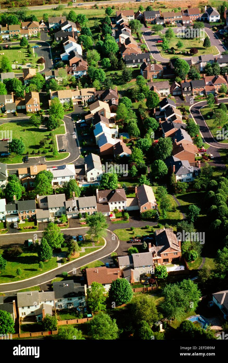 Aerial view of Montgomery County housing develop., Maryland Stock Photo