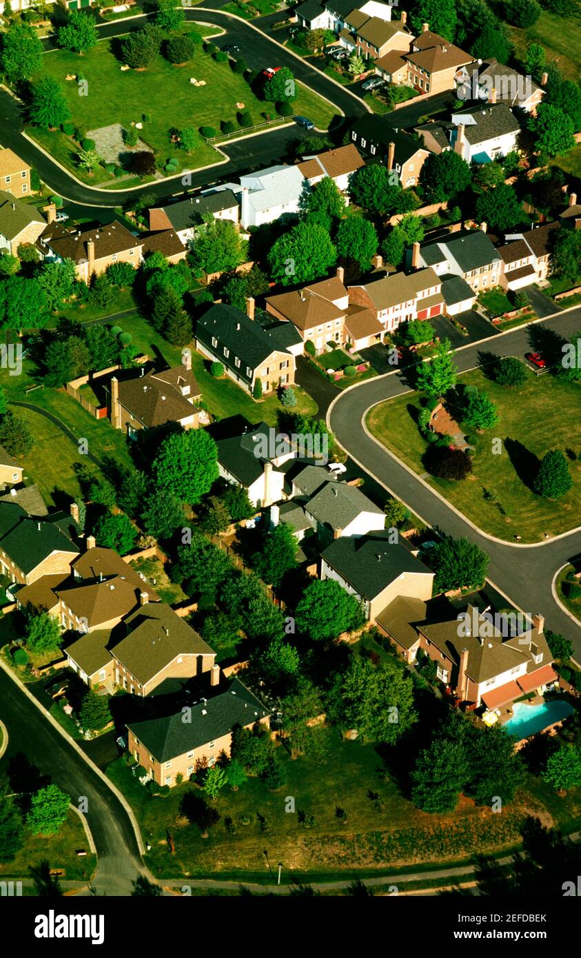 Aerial view of Montgomery County housing develop., Maryland Stock Photo