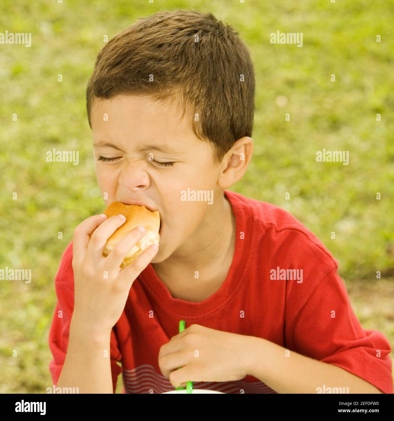 Boy grass burger hires stock photography and images Alamy