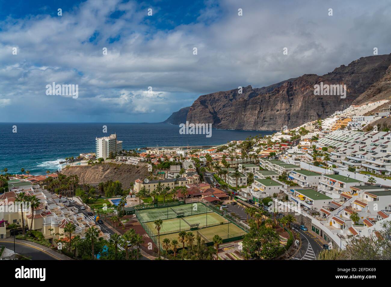 Puerto de Santiago, town view with buildings, Tenerife, Canary island, Spain Stock Photo