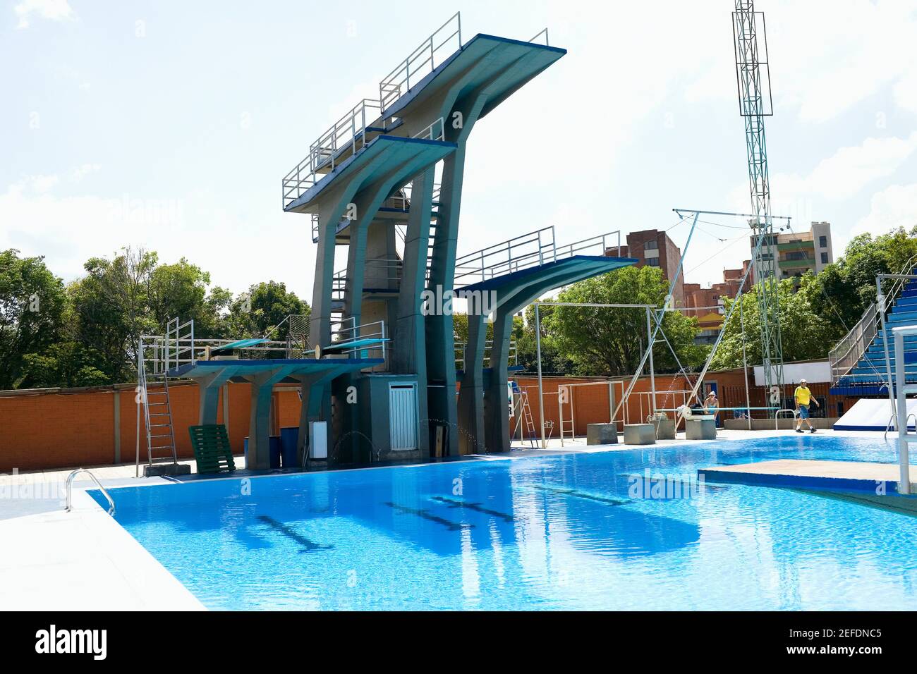 Diving platform at a swimming pool Stock Photo Alamy