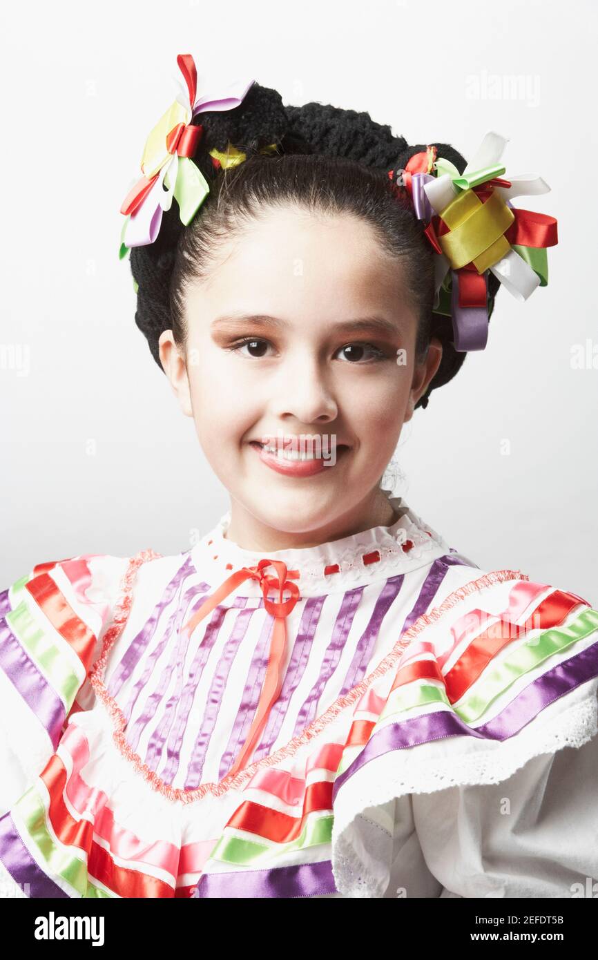 Portrait of a girl wearing traditional clothing and smiling Stock Photo ...