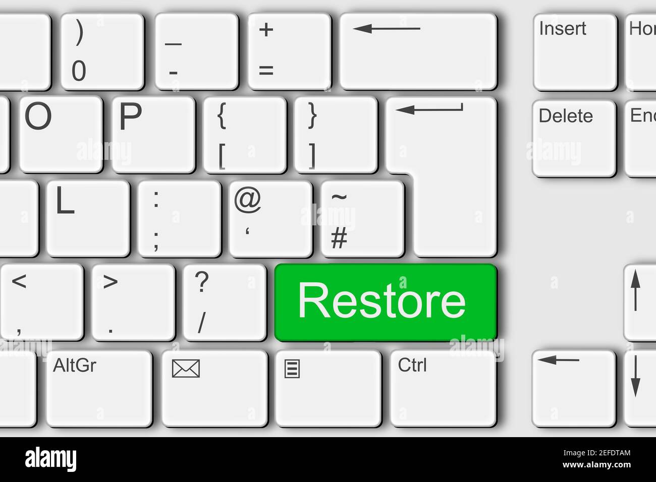 Restore concept PC computer keyboard 3d illustration Stock Photo