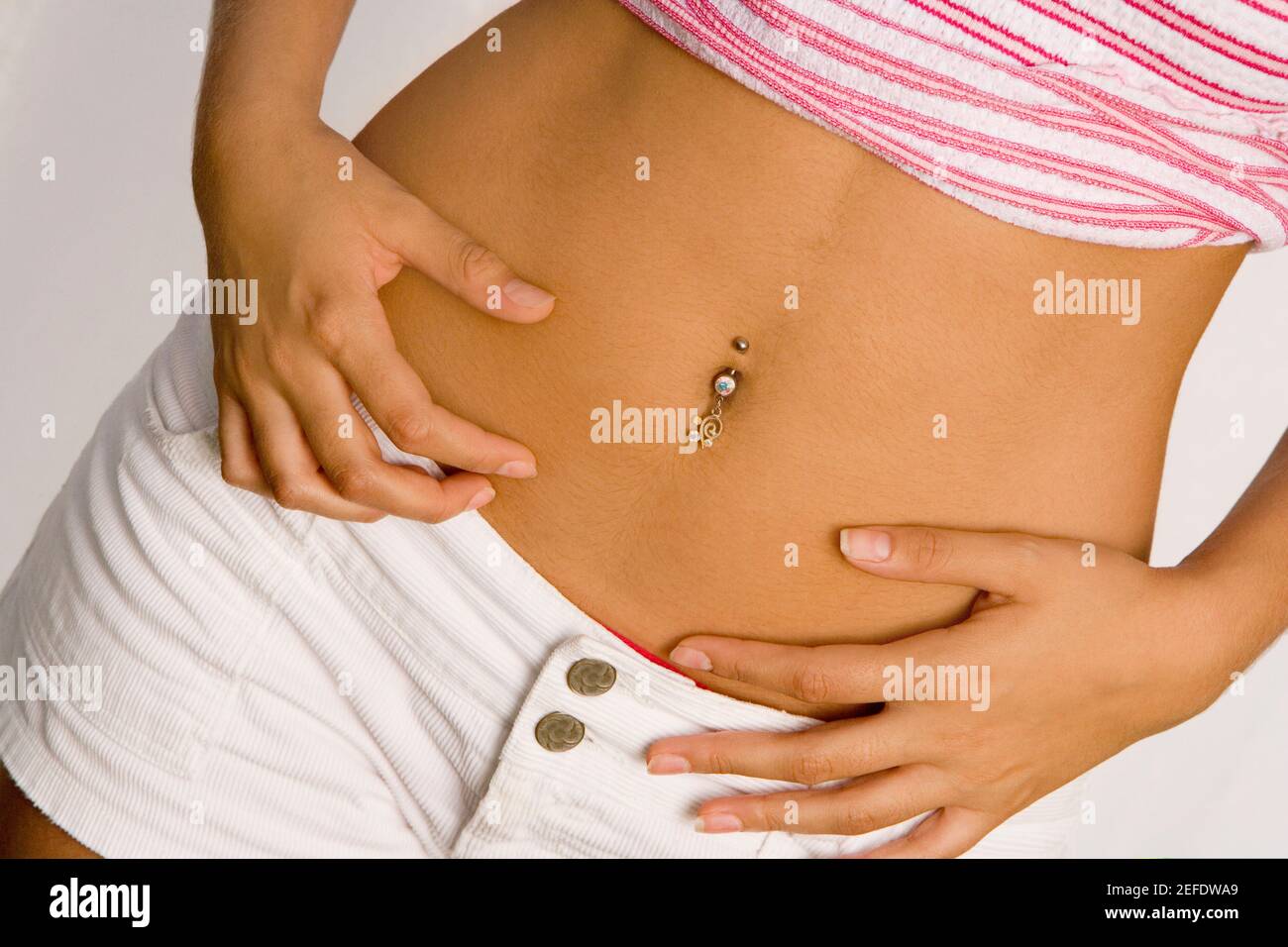 Pierced stomach sale