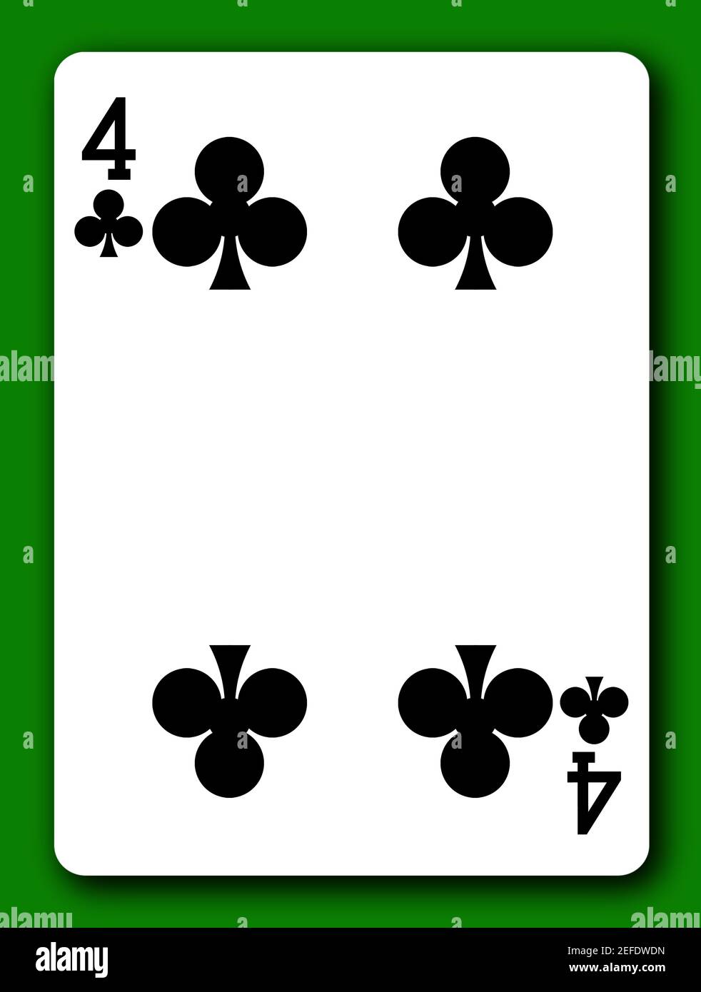 4 Four of Clubs playing card with clipping path to remove background