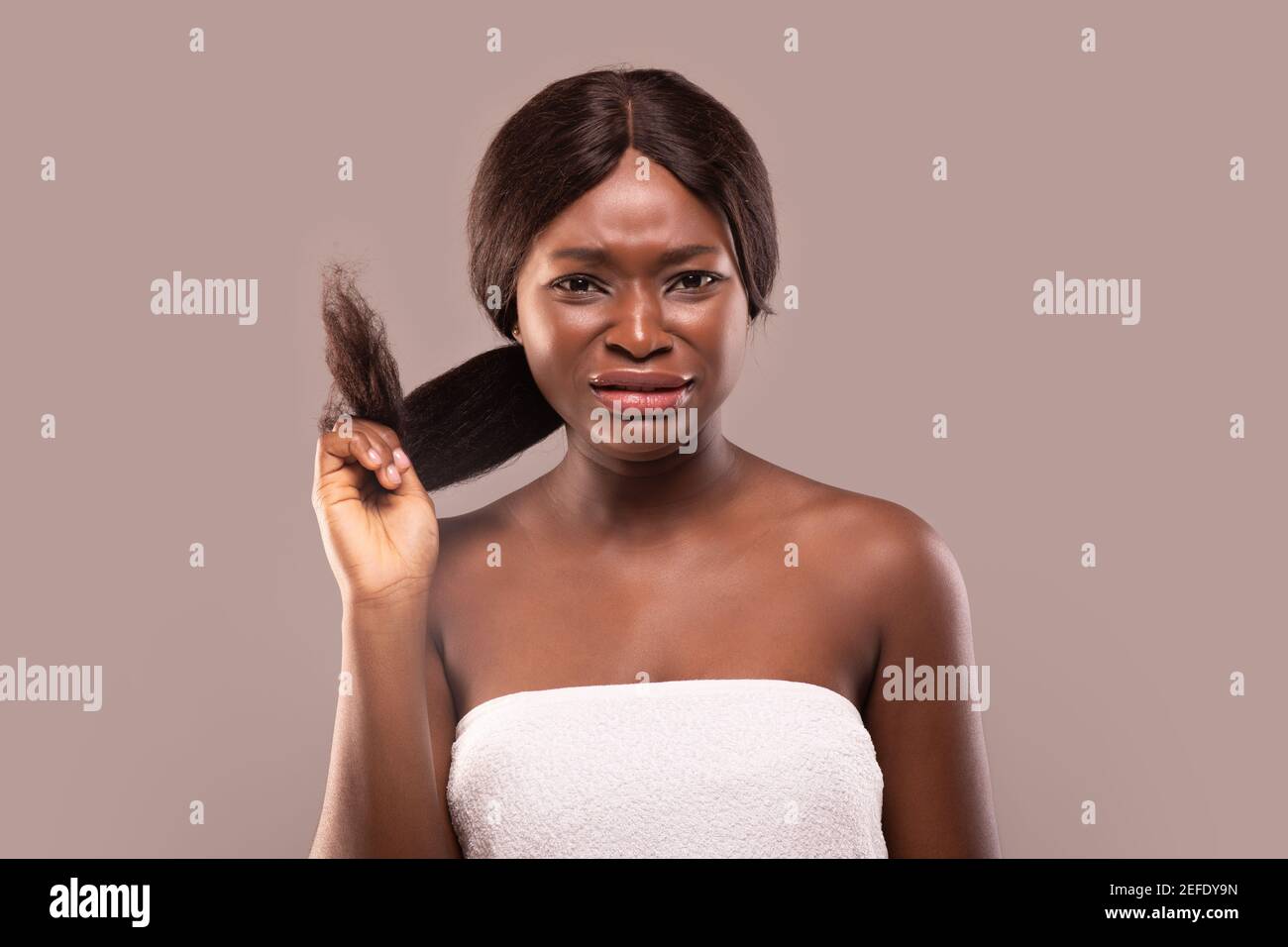 Woman disappointed hair dye hi-res stock photography and images - Alamy