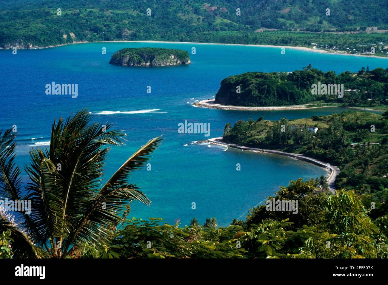 View of the Bay at Ocho Rios seen from Firefly, Jamaica Stock Photo