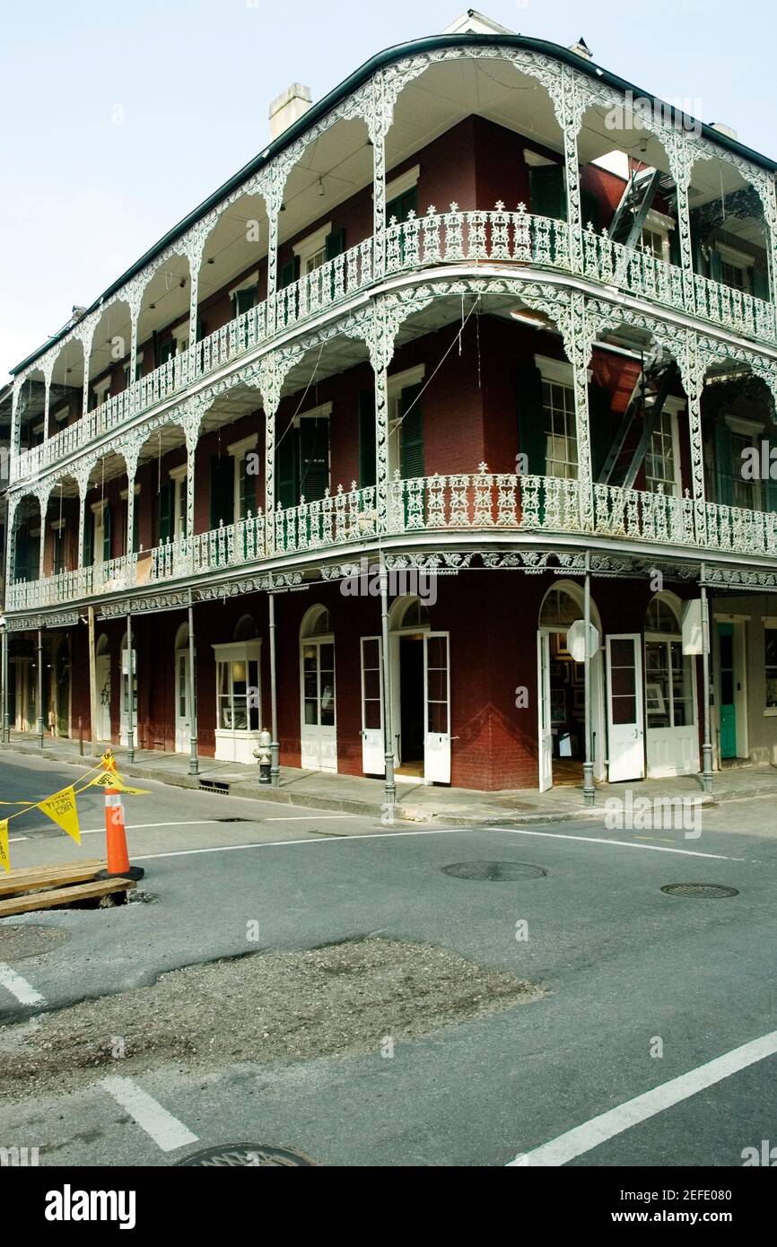 Low angle view of the corner of a building, French Quarter, New Orleans ...