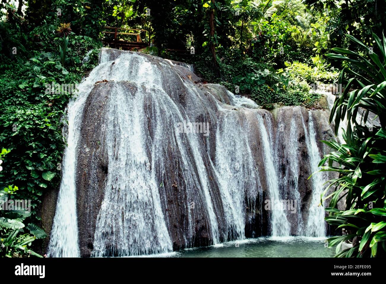 View of water gushing at DunnÅ½s Falls, Jamaica Stock Photo