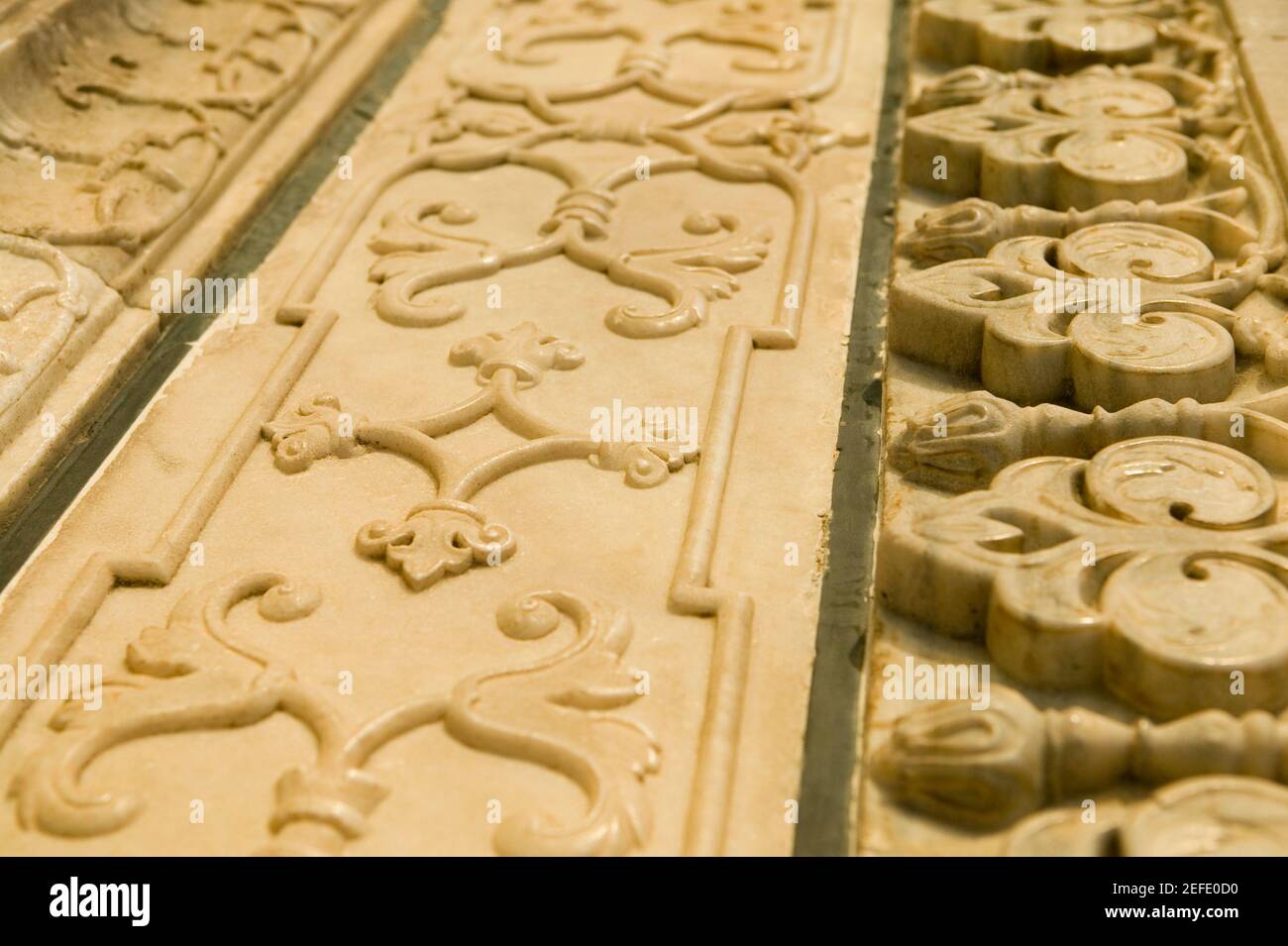 Close-up of carvings on the wall, Taj Mahal, Agra, Uttar Pradesh, India Stock Photo