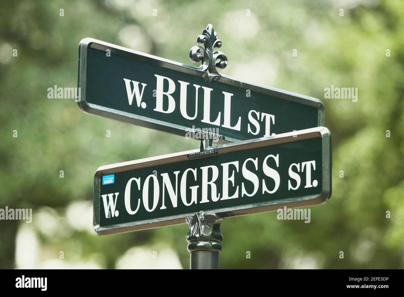 Low angle view of road signs Stock Photo