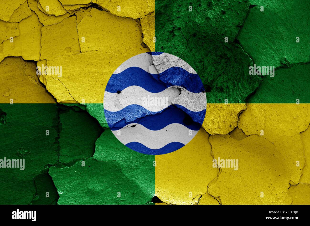 flag of Nairobi painted on cracked wall Stock Photo