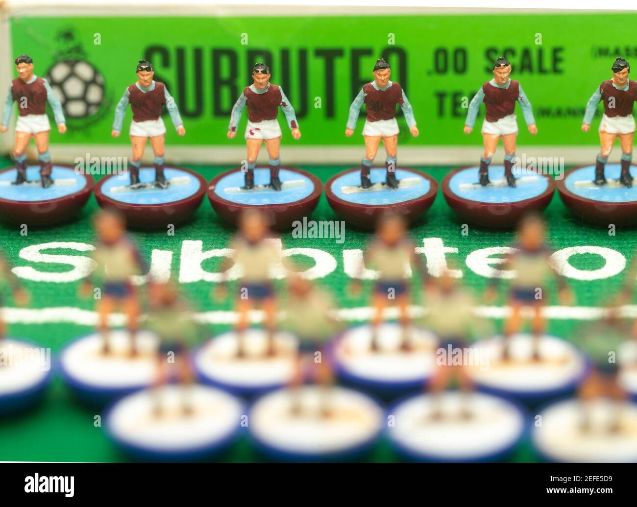 Subbuteo figures and accessory boxes Stock Photo