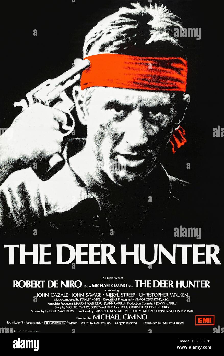 The Deer Hunter (1978) directed by Michael Cimino and starring Robert De Niro, Christopher Walken and John Cazale. Impressive Vietnam War drama following the impact of the war on the lives of people in a small industrial town in Pennsylvania. Stock Photo