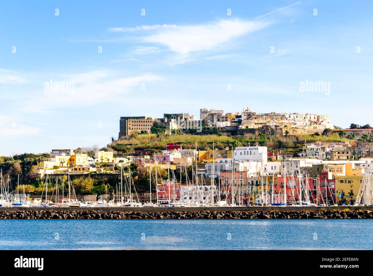 Island of Procida in Italy with the colored village of Corricella Stock
