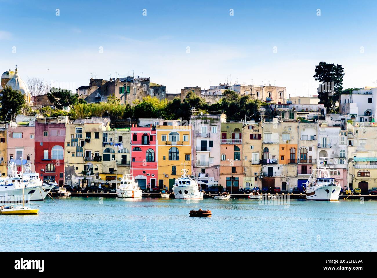 Island of Procida in Italy with the colored village of Corricella Stock