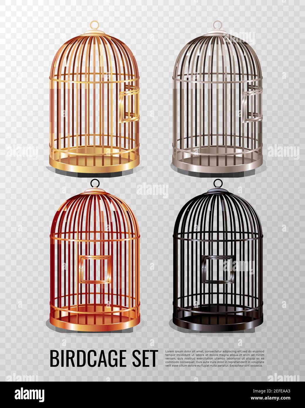 Set of empty closed canary birdcage of various color on transparent  background 3d design isolated vector illustration Stock Vector Image & Art  - Alamy