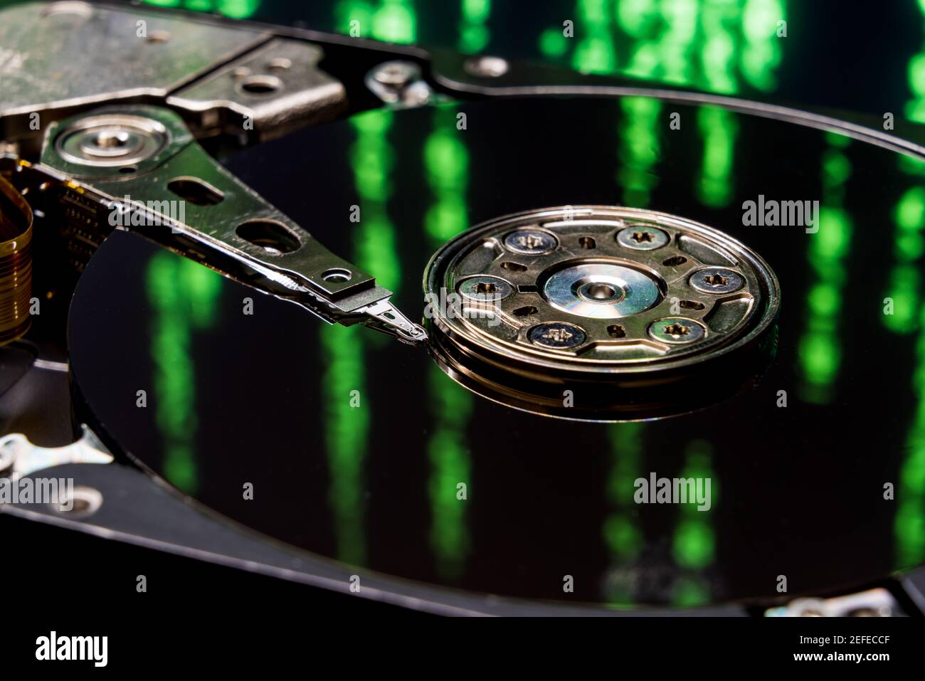 Mechanical Hard disk drive  HDD with matrix patern Stock Photo