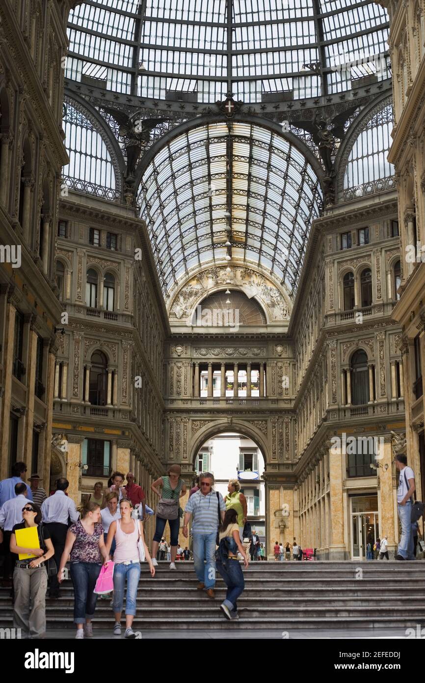Group of people in a shopping mall, Galleria Umberto I, Naples, Naples Province, Campania, Italy Stock Photo
