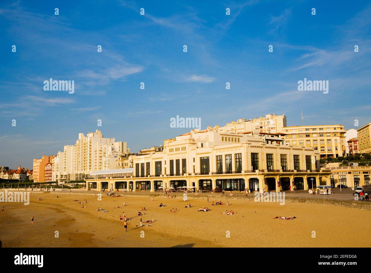 Tourists on the beach, Casino Municipal, Grande Plage, Biarritz, France Stock Photo