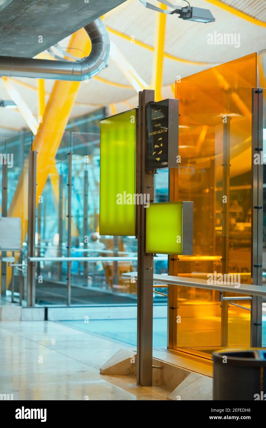 Closeup of a security machine on the door of an airport, Madrid, Spain