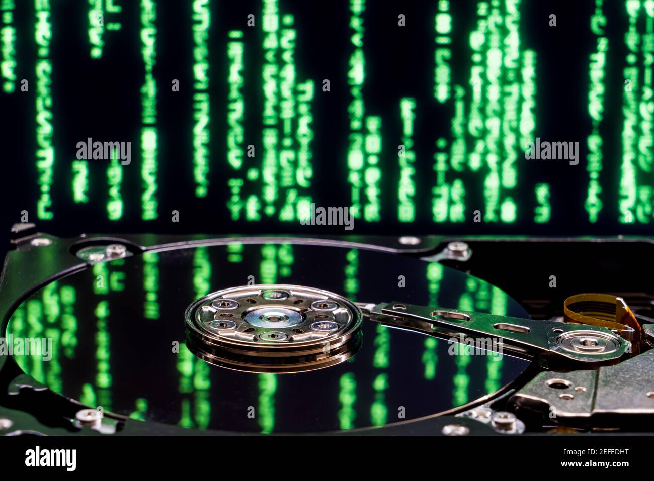 Mechanical Hard disk drive HDD with matrix patern Stock Photo Alamy