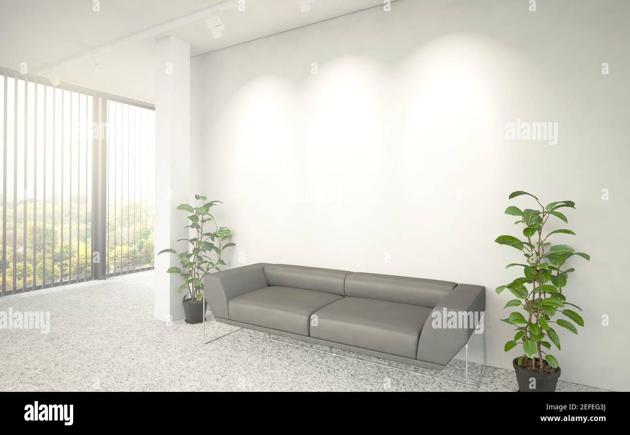 Blank white office wall 3d rendering Stock Photo - Alamy