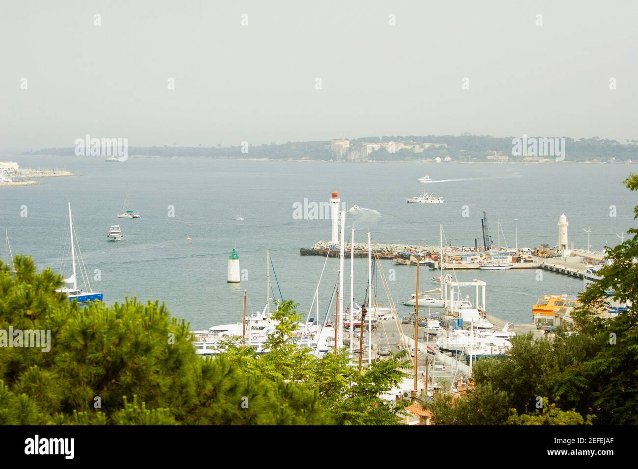 High angle view of ships at a harbor, Vieux Port, Cote dÅ½Azur, Cannes, Provence Alpes Cote DÅ½Azur, France Stock Photo