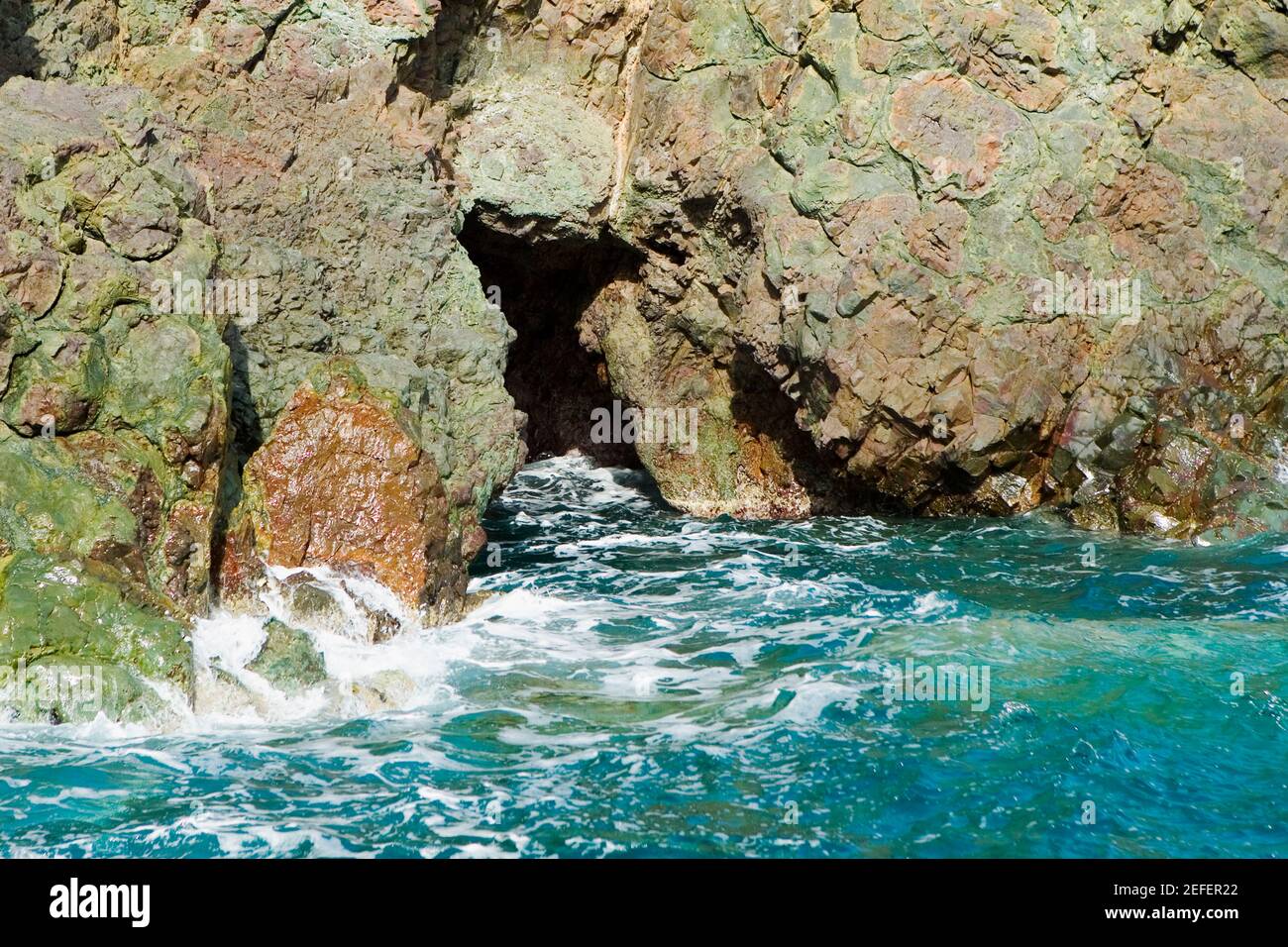 Rock formations in the sea, Italian Riviera, Mar Ligure, Genoa, Liguria, Italy Stock Photo