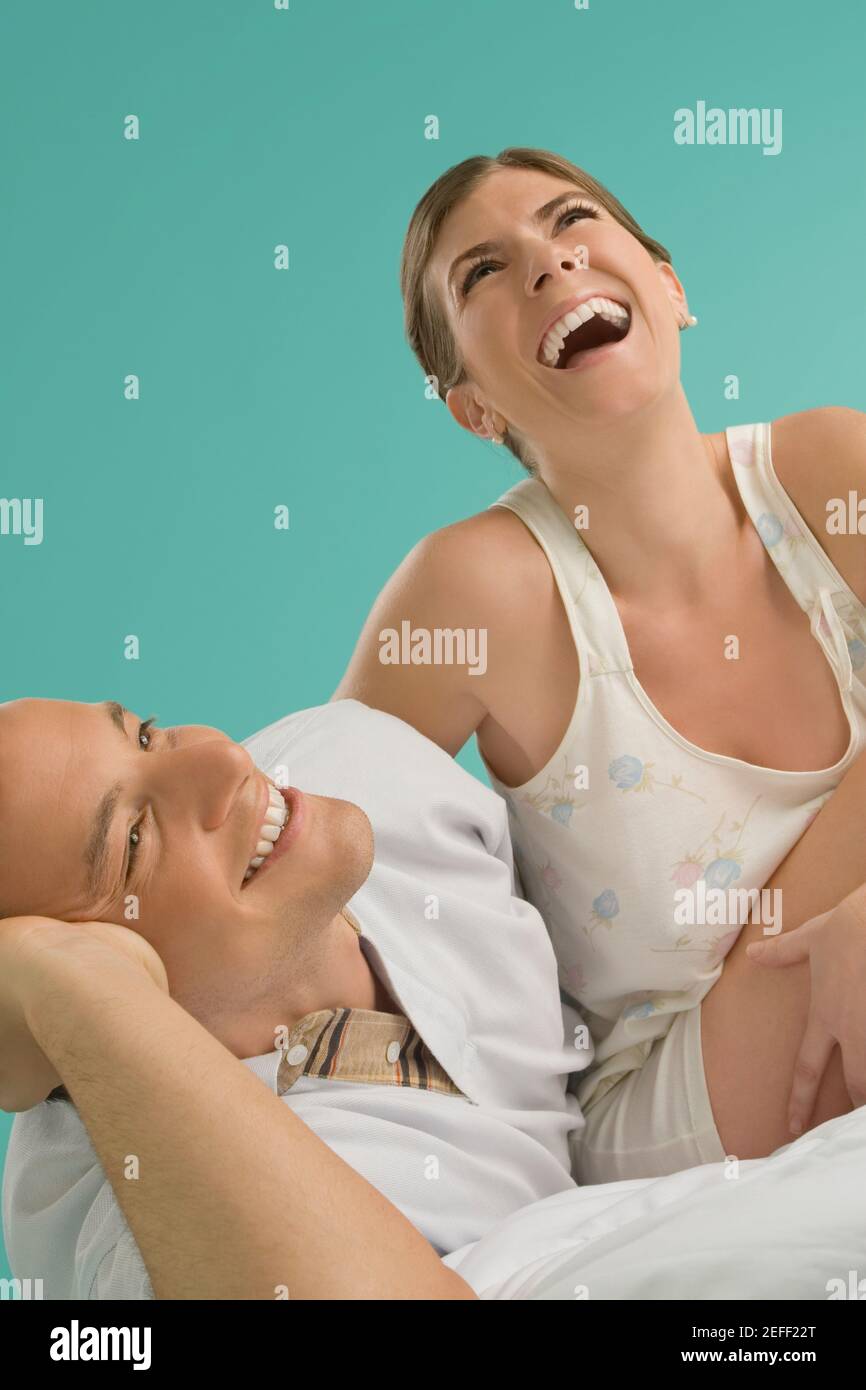 Close up of a mid adult couple smiling together Stock Photo