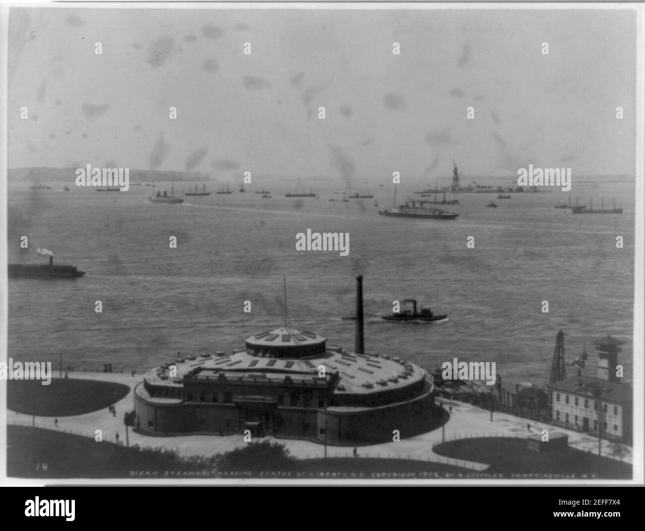 Ocean steamers passing Statue of Liberty, N.Y Stock Photo Alamy
