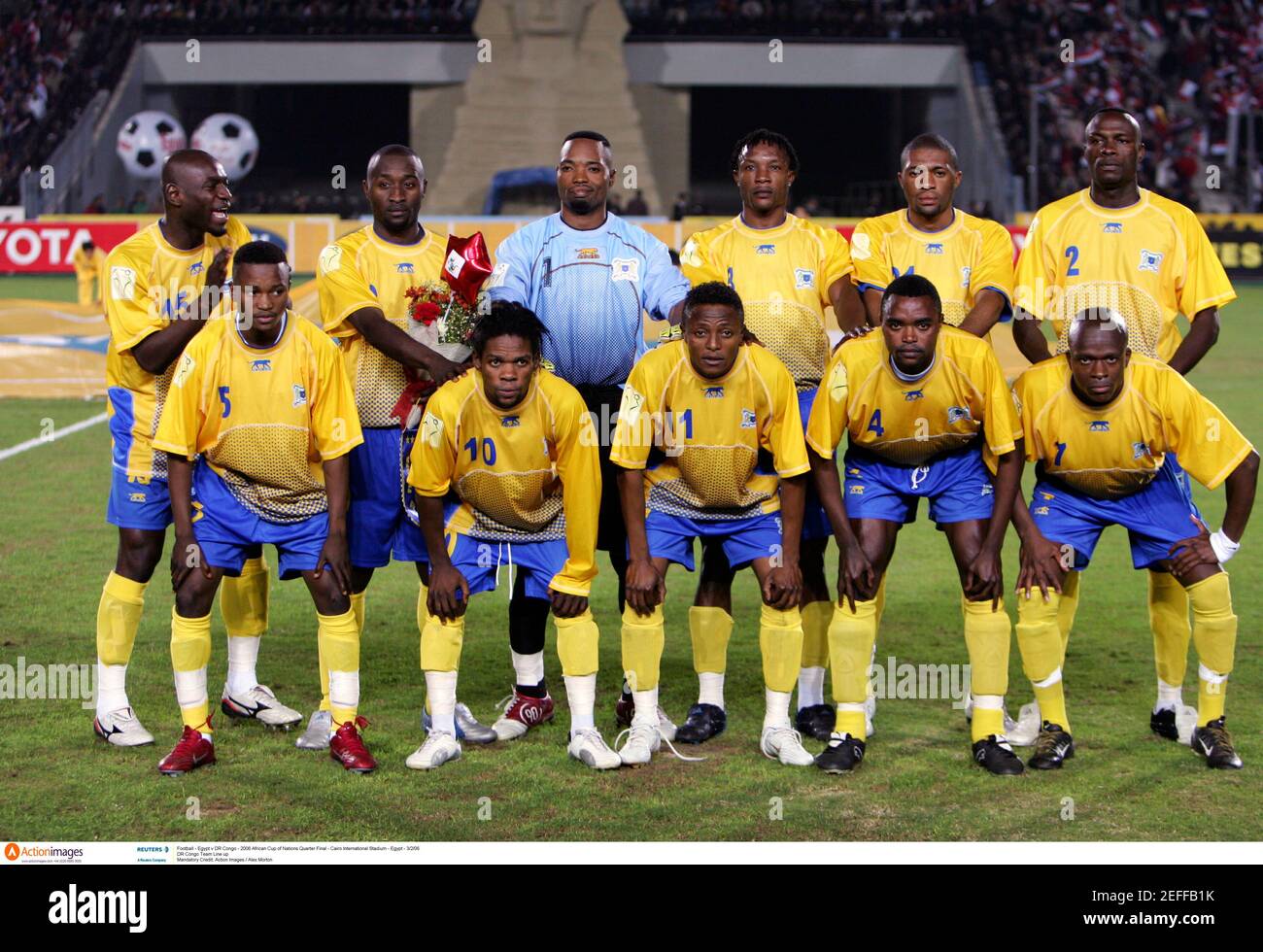 Football - Egypt v DR Congo - 2006 African Cup of Nations Quarter Final -  Cairo International Stadium - Egypt - 3/2/06 DR Congo Team Line up  Mandatory Credit: Action Images / Alex Morton Stock Photo - Alamy