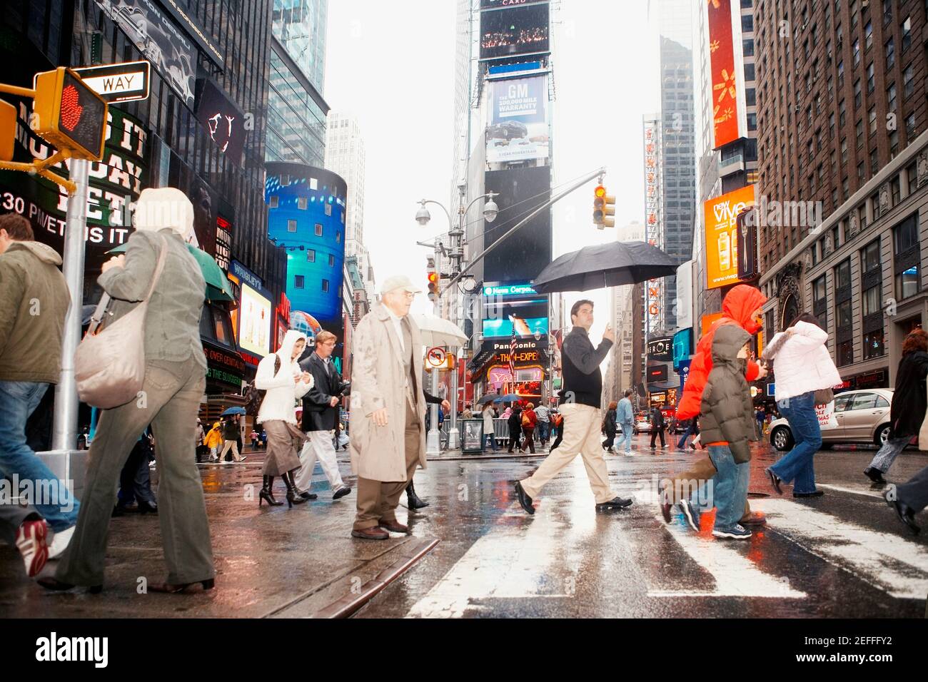 Tourists crossing the road, New York City, New York State, USA Stock Photo