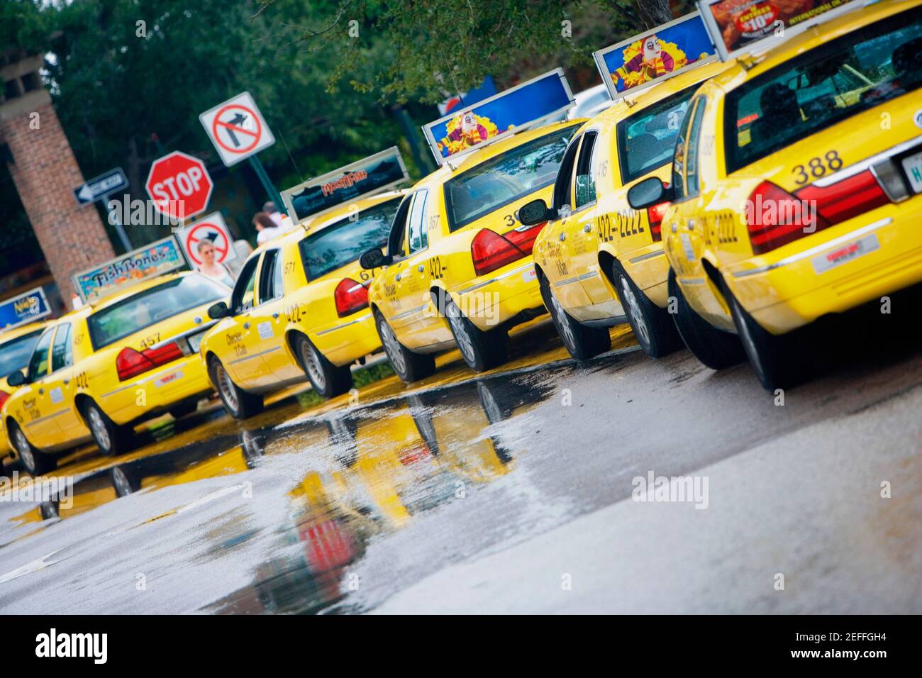 Taxi cabs waiting in a row, Savannah, USA Stock Photo Alamy