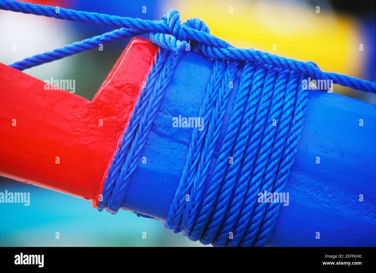 Red blue boat tied up hi-res stock photography and images - Alamy