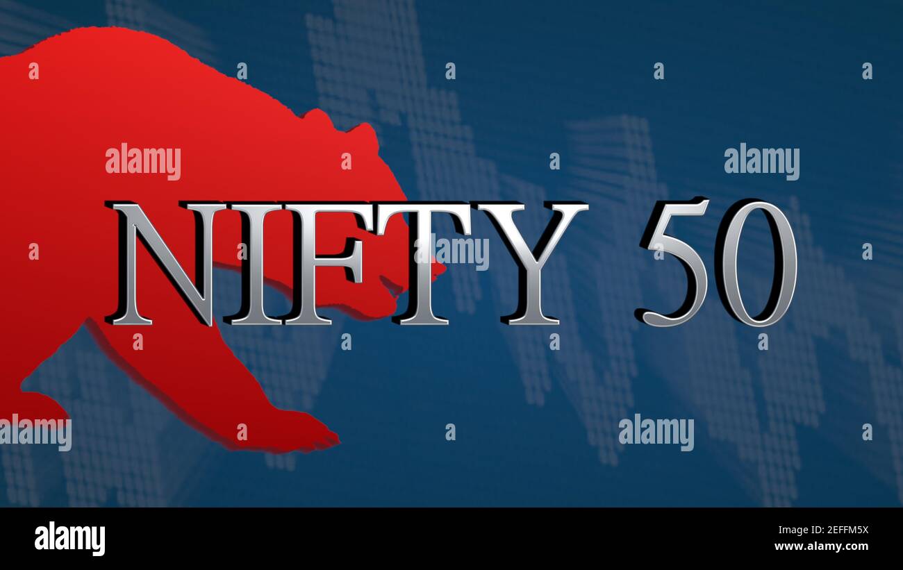 The Stock Market Index Nifty 50 National Stock Exchange Of India Is Bearish The Red Bear And A Descending Chart With A Blue Background Behind The Stock Photo Alamy