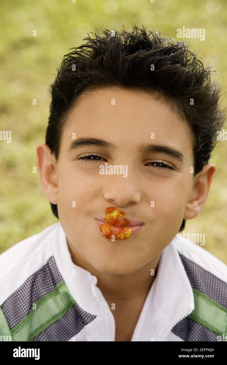Boy with ketchup hires stock photography and images Alamy