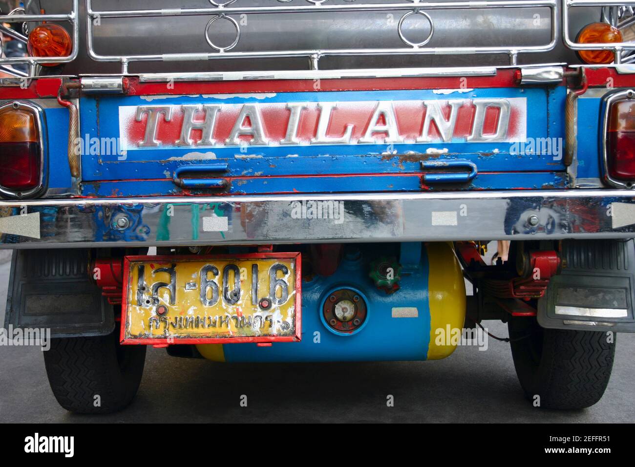 Close-up of a license plate of a land vehicle, Bangkok, Thailand Stock Photo