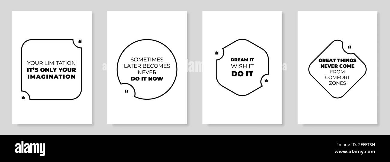 Set Of 4 Motivational Inspirational Quotes. Vector illustration. For flyers, banners, posters etc Stock Vector