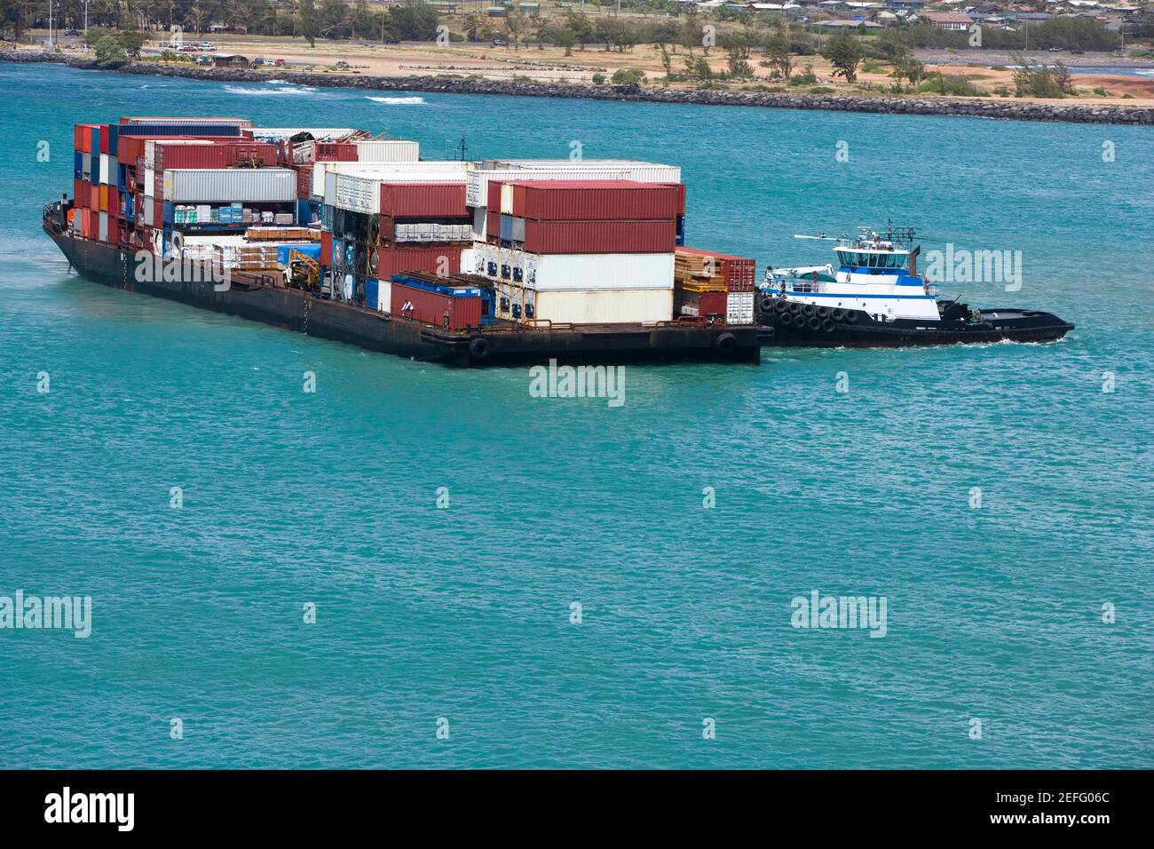 Container ship in the sea, Mawi, Hawaii Islands, USA Stock Photo Alamy